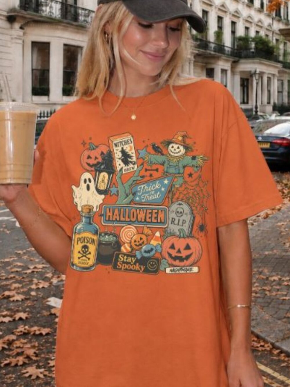NEW Retro Vintage Spooky Halloween Aesthetic Graphic Tee Fall Shirts for Women